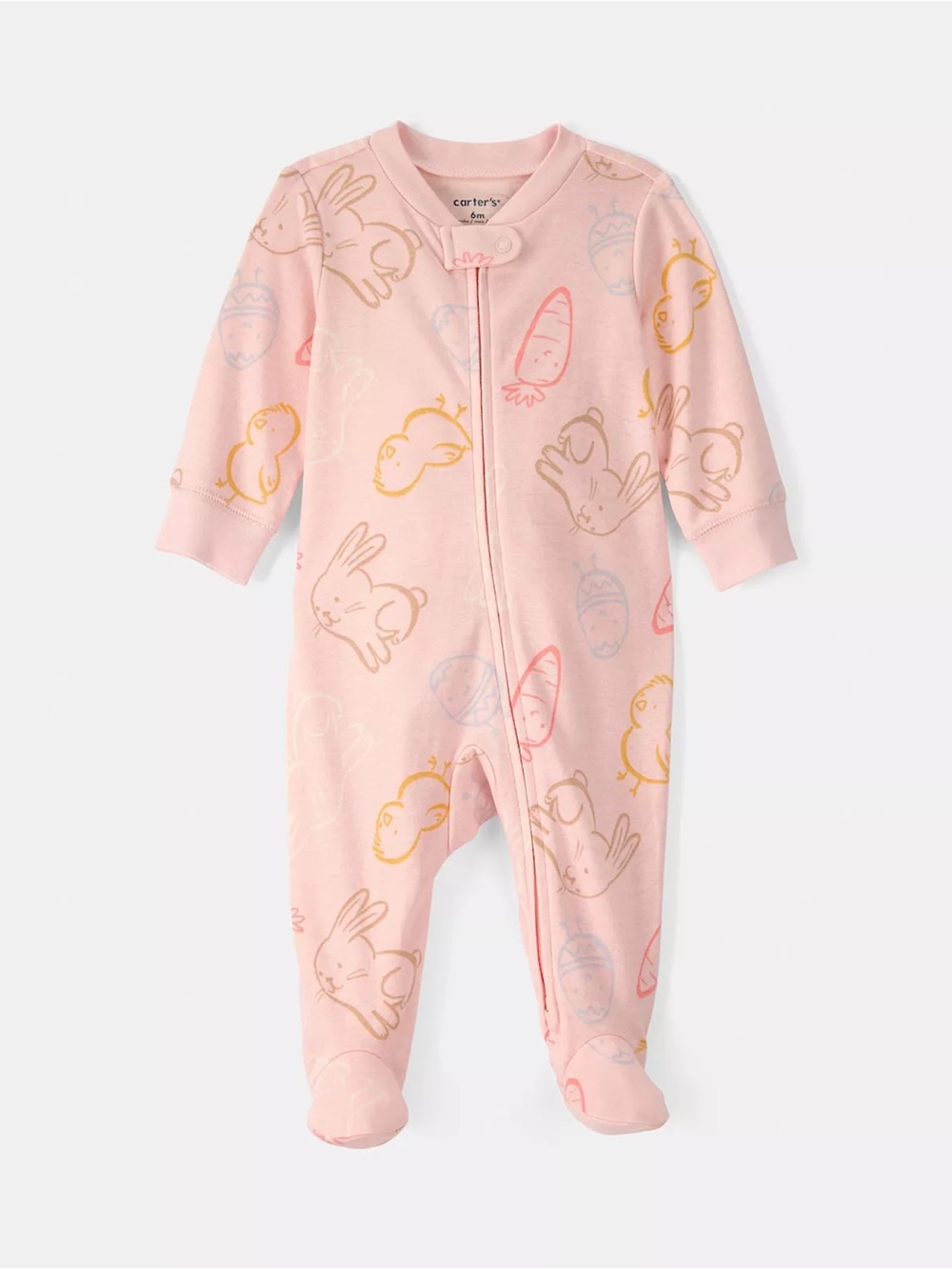 Carter's Pastel Pink Bunny & Chick Footed Sleep and Play - 3M